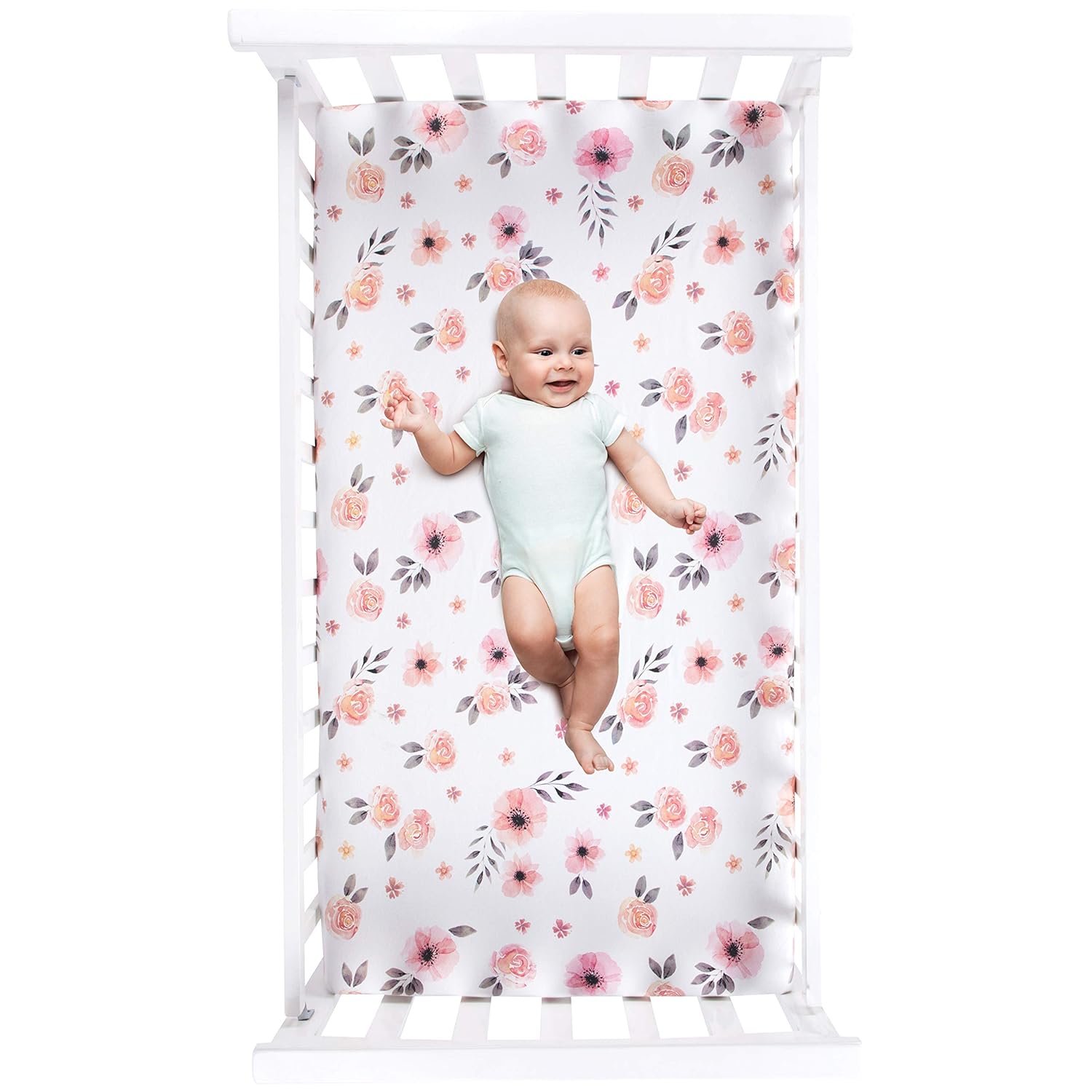 Tyke Bliss Pink Changing Pad Cover for Girls – Stretchy Floral Changing Pad Covers Made with 100% Combed Cotton Jersey Knit, Super Soft, Diaper Changing Pad Cover for Baby Change Table Pads - Image 5